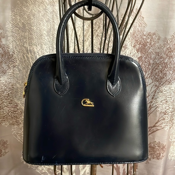 Cristian Vintage Italian Made Deep Navy Smooth Leather Purse - Picture 1 of 9
